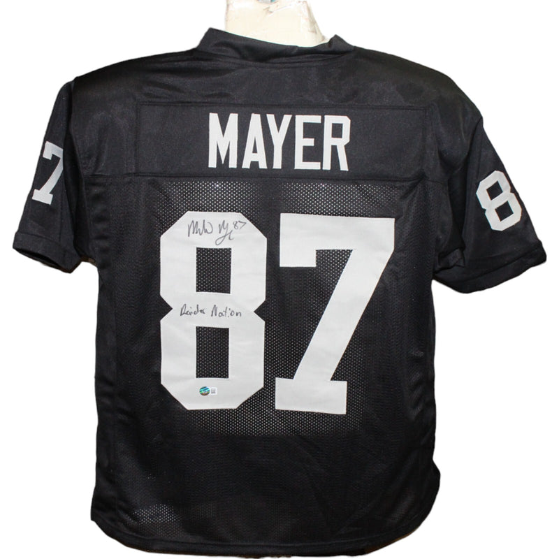 Michael Mayer Autographed Raiders Style Black Jersey "Raider Nation" BAS