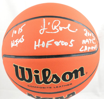 Jim Boeheim Signed Wilson Basketball - 1015 Wins, HOF 2005 Inscriptions
