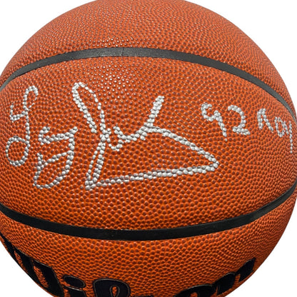 Larry Johnson Signed Wilson NBA Basketball - '92 ROY' Inscription