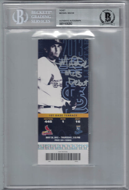 Michael Wacha Autographed St. Louis Cardinals Ticket MLB Debut BAS Slabbed