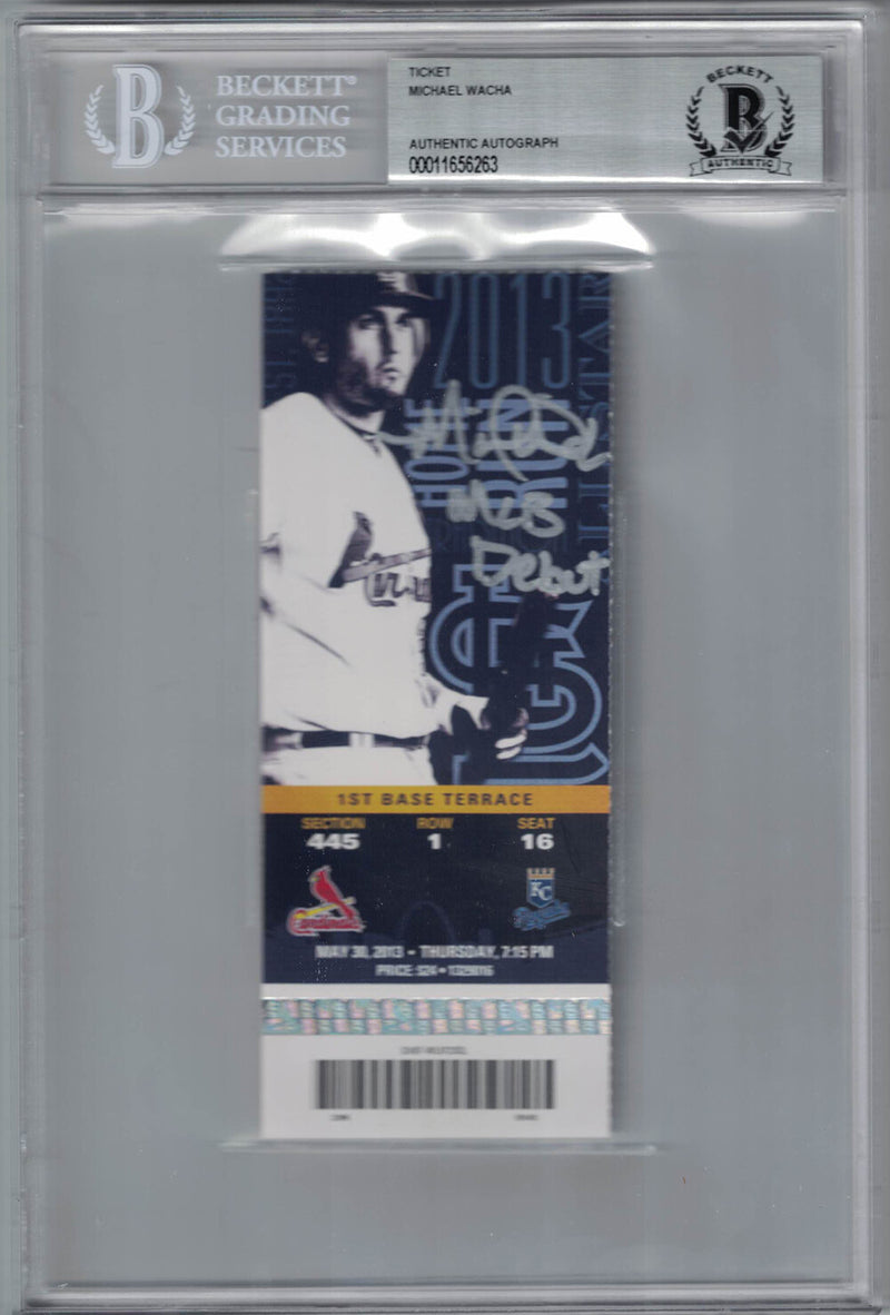 Michael Wacha Autographed St. Louis Cardinals Ticket MLB Debut BAS Slabbed