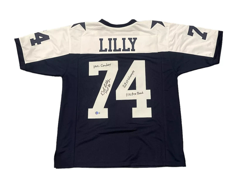 Bob Lilly Signed Dallas Cowboys Custom Jersey with 4 Inscriptions