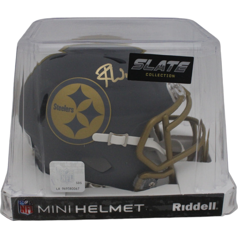 Roman Wilson Pittsburgh Steelers Autographed Slate Mini Helmet (Beckett)