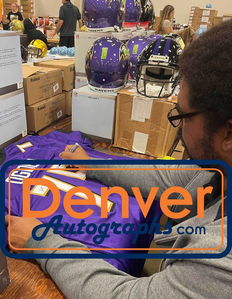 Jonathan Ogden Signed Baltimore Ravens Purple Custom Football Jersey HOF