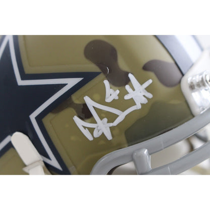 Dak Prescott Dallas Cowboys Signed Camo Mini Helmet (Beckett COA)