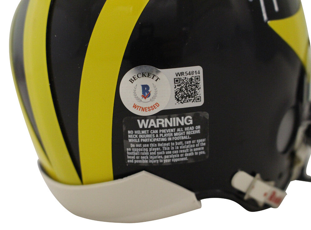 Ty Law Michigan Wolverines Autographed VSR4 Mini Helmet Beckett