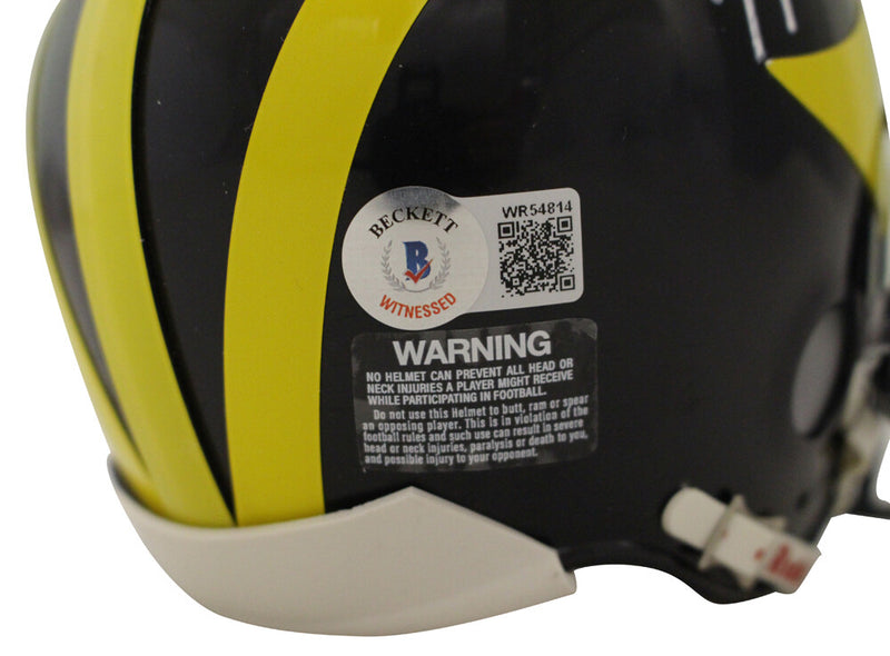 Ty Law Michigan Wolverines Autographed VSR4 Mini Helmet Beckett