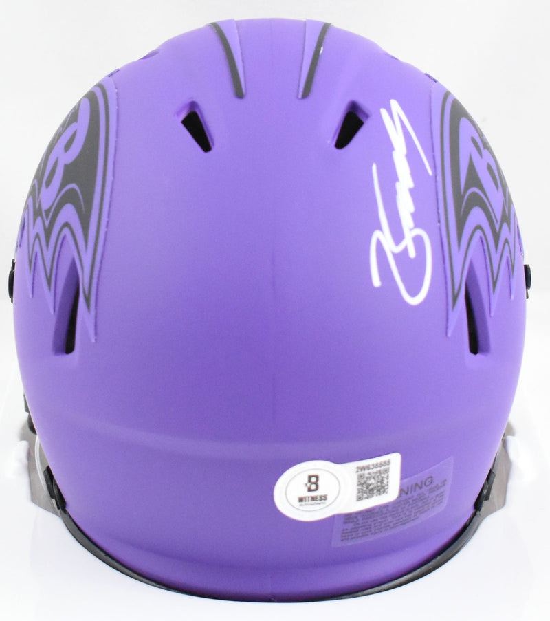 Zay Flowers Autographed Baltimore Ravens Rave Speed Mini Helmet
