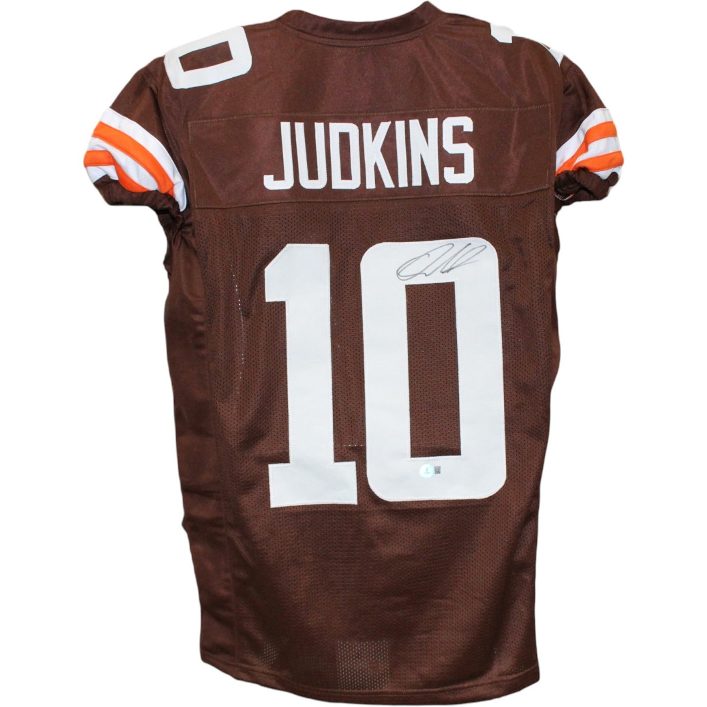 Quinshon Judkins Autographed Pro Style Brown Jersey (Beckett Witnessed)