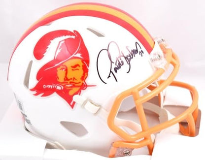 Ronde Barber Signed Tampa Bay Buccaneers 1976-1996 Black Speed Mini Helmet