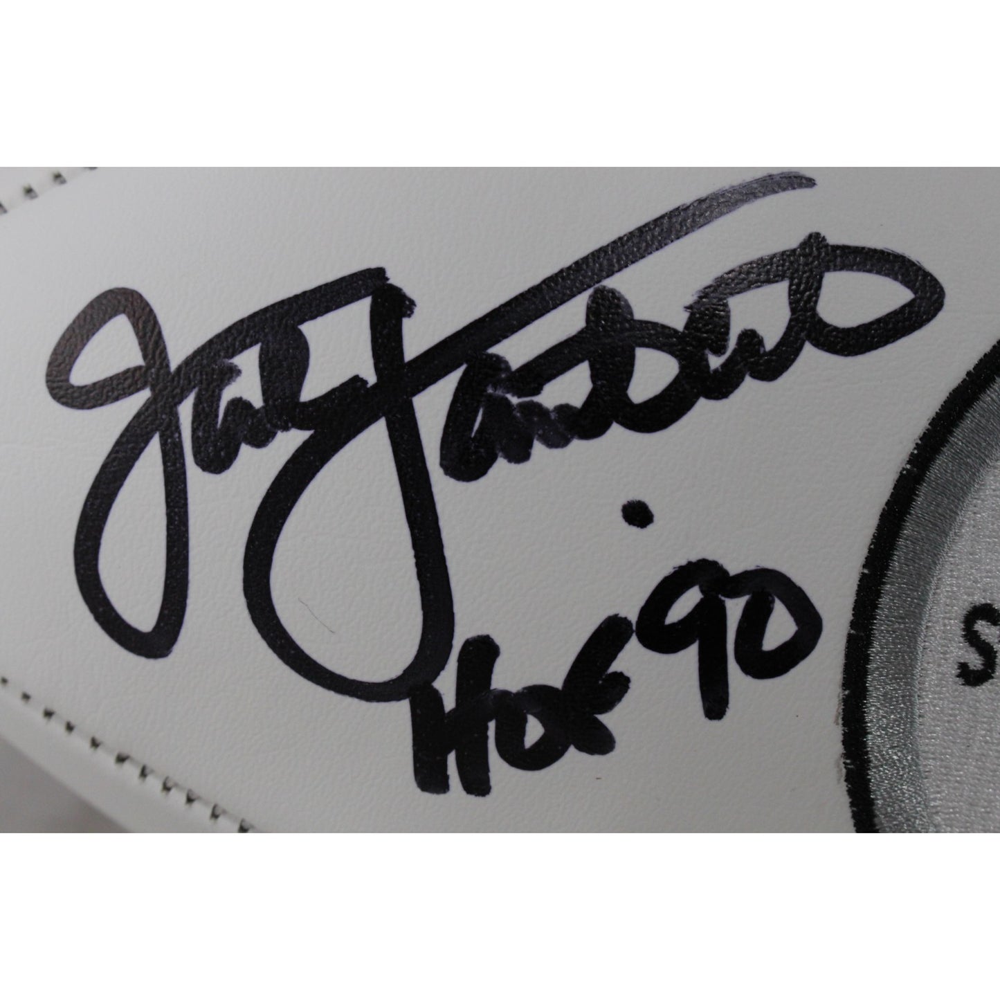 Jack Lambert Signed Pittsburgh Steelers Logo Football (HOF Inscription)
