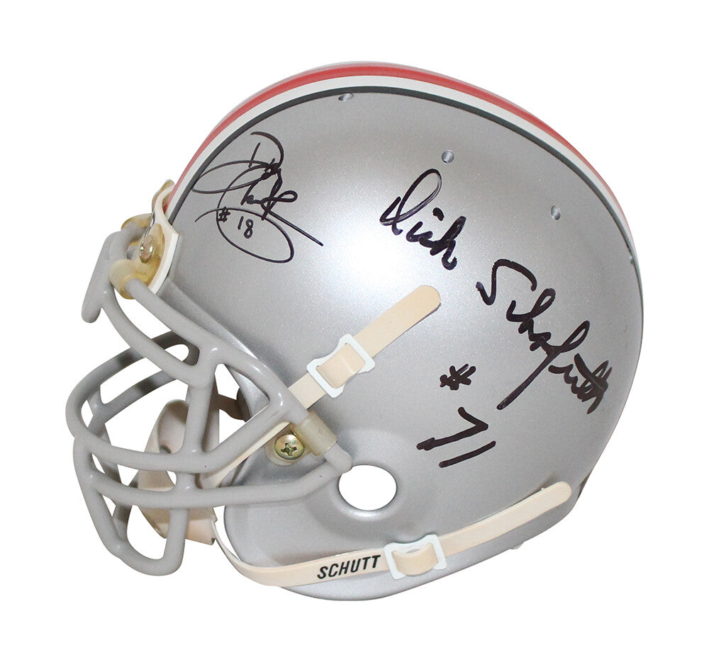 Houston, Schafrath & Clark Signed Ohio State Buckeyes Schutt Mini Helmet