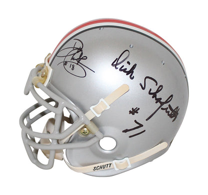 Houston, Schafrath & Clark Signed Ohio State Buckeyes Schutt Mini Helmet