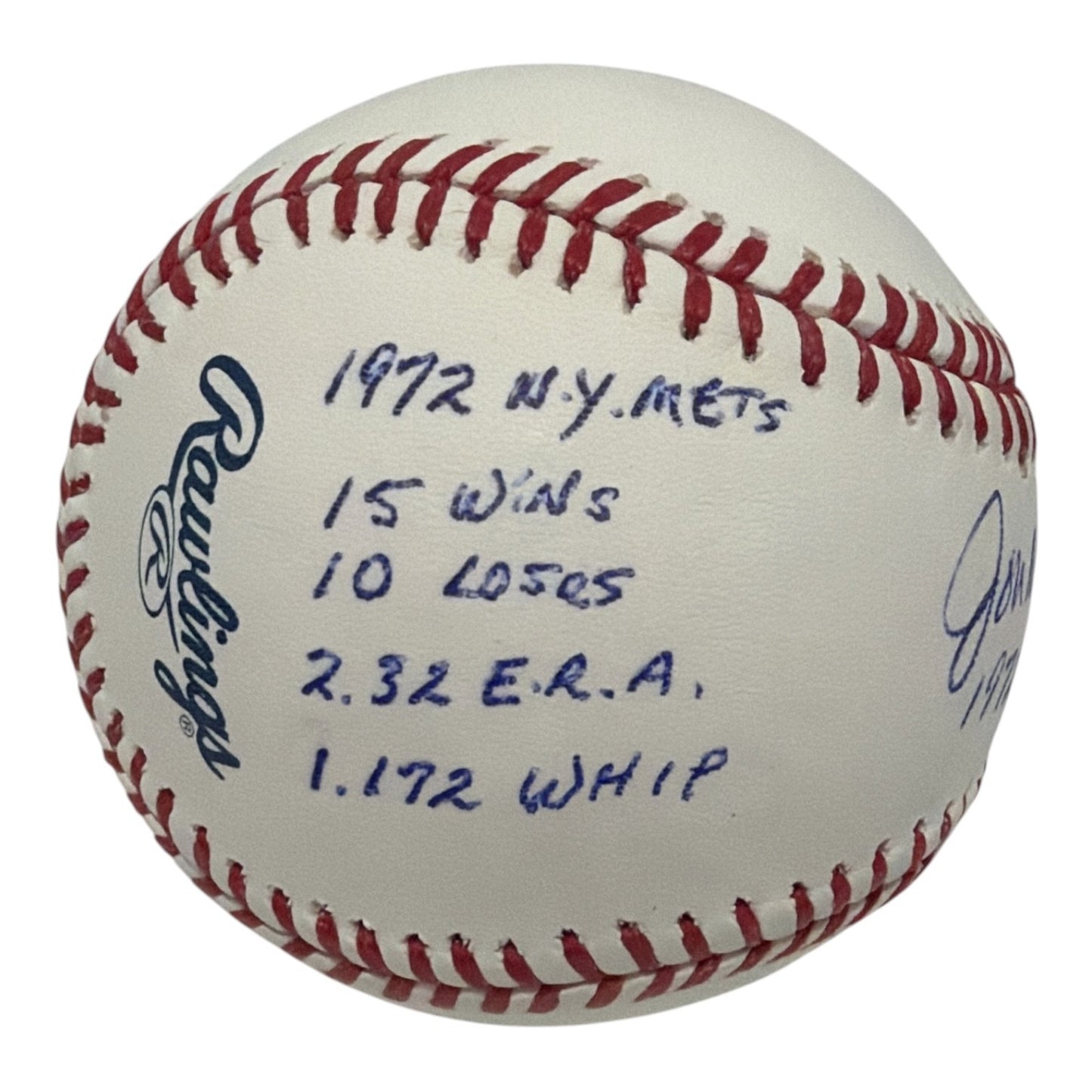 Jon Matlack Signed New York Mets Official MLB Baseball (72 ROY Inscription)