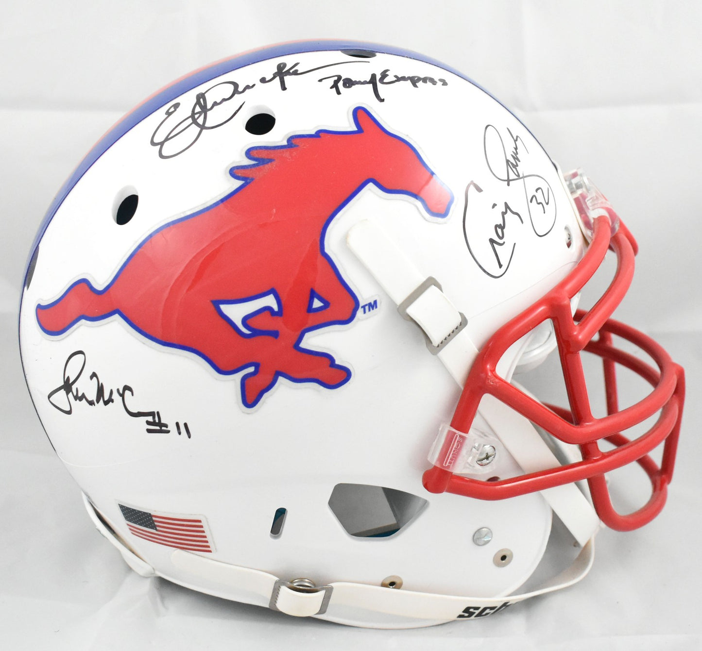 Eric Dickerson, Craig James & Lance McIlhenny Signed SMU Full Size Helmet