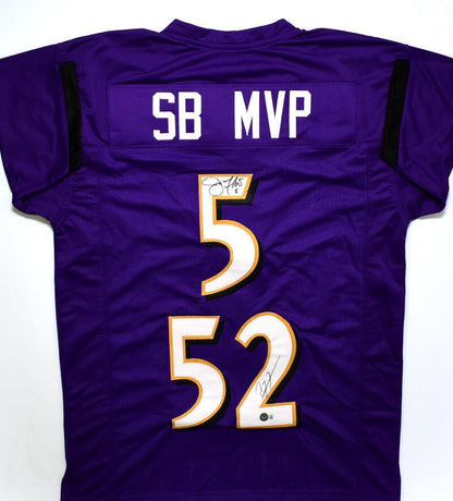 Ray Lewis & Joe Flacco Autographed Baltimore Ravens Purple Jersey