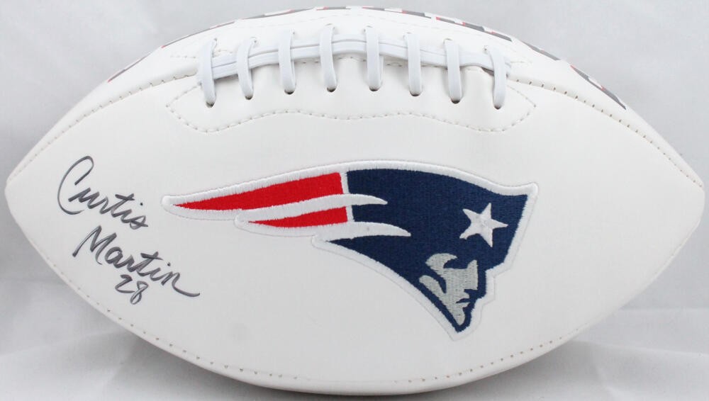 Curtis Martin Autographed New England Patriots Logo Football