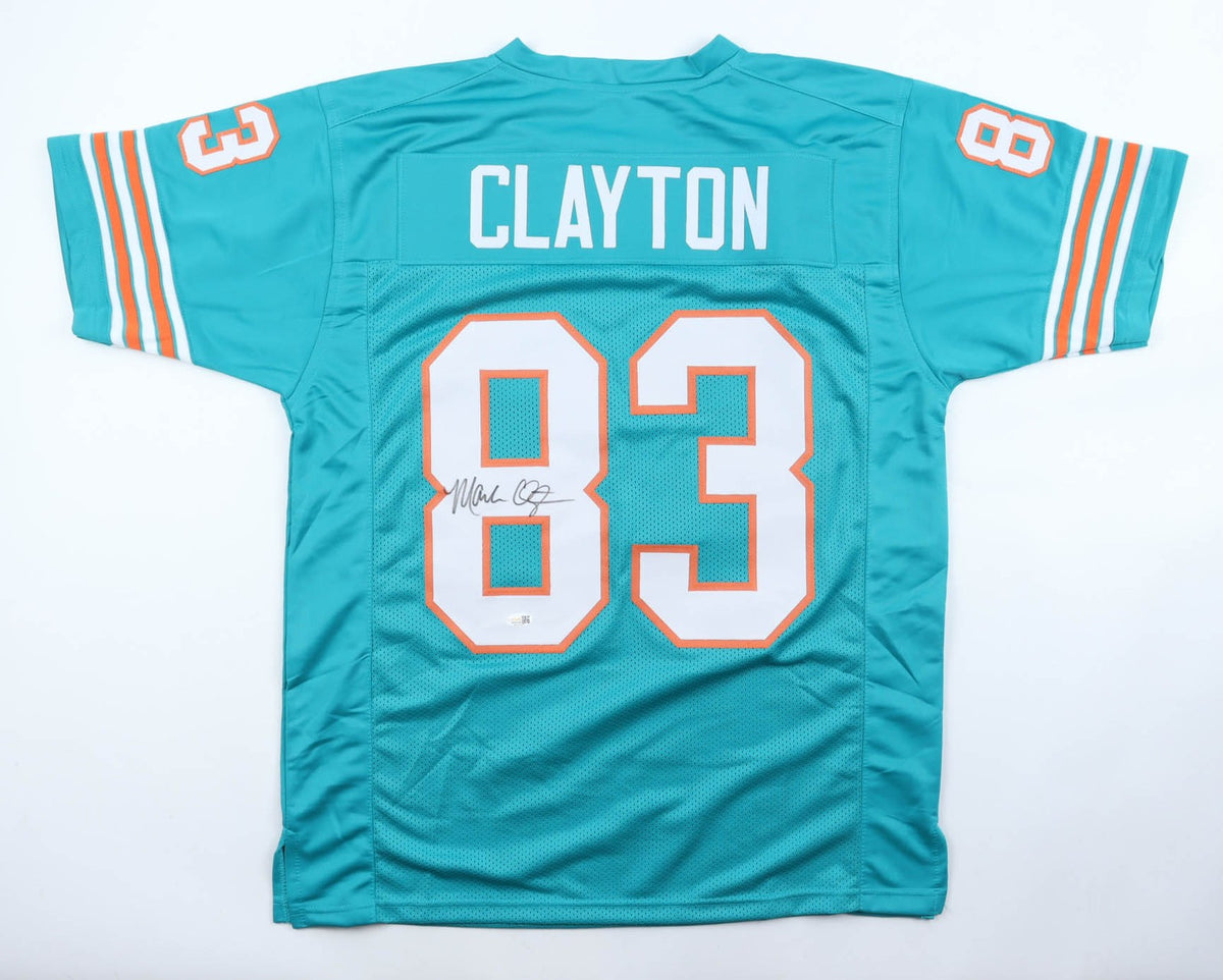 Mark Clayton Autographed Miami Dolphins Teal Custom Jersey