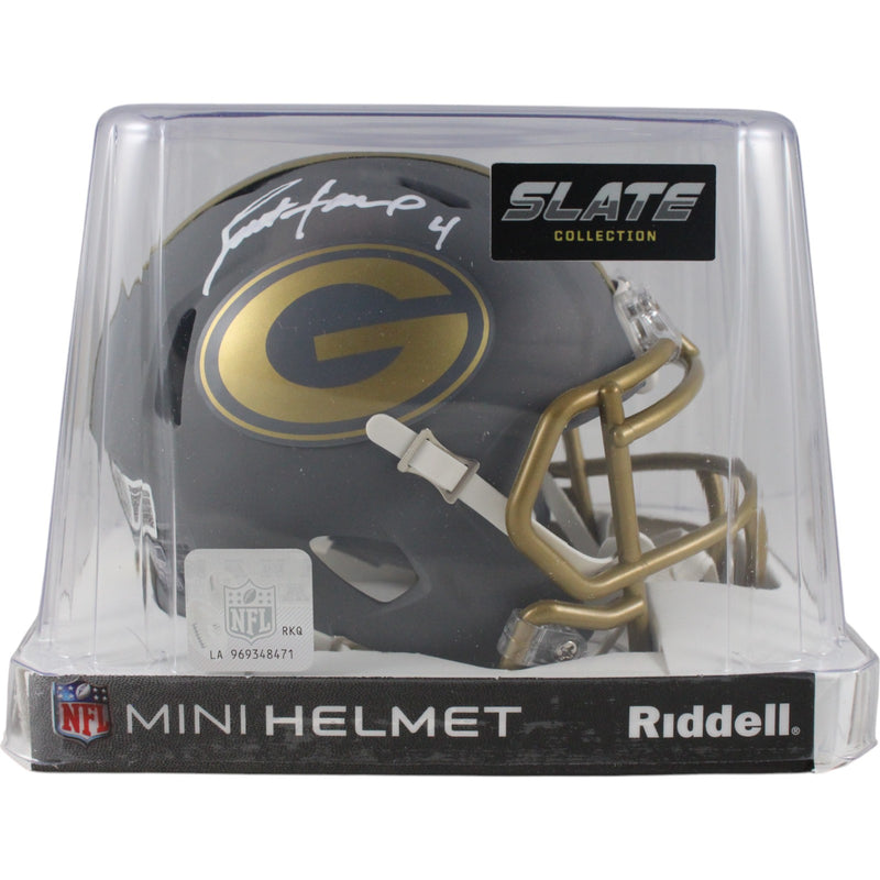 Brett Favre Autographed Green Bay Packers Slate Mini Helmet