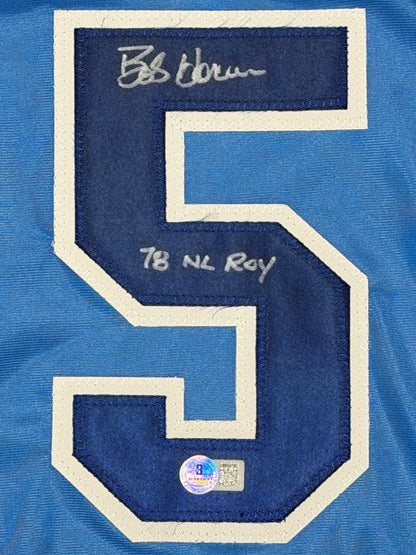 Bob Horner Signed Atlanta Braves Custom Jersey (1978 NL ROY)