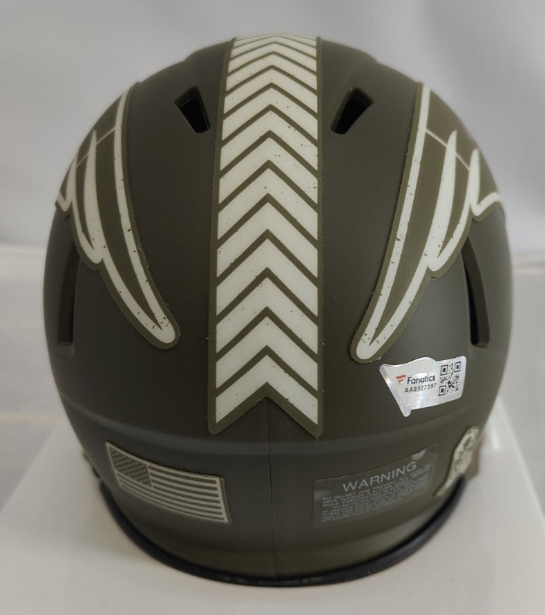 Tom Brady New England Patriots Salute to Service Mini Helmet Fanatics COA