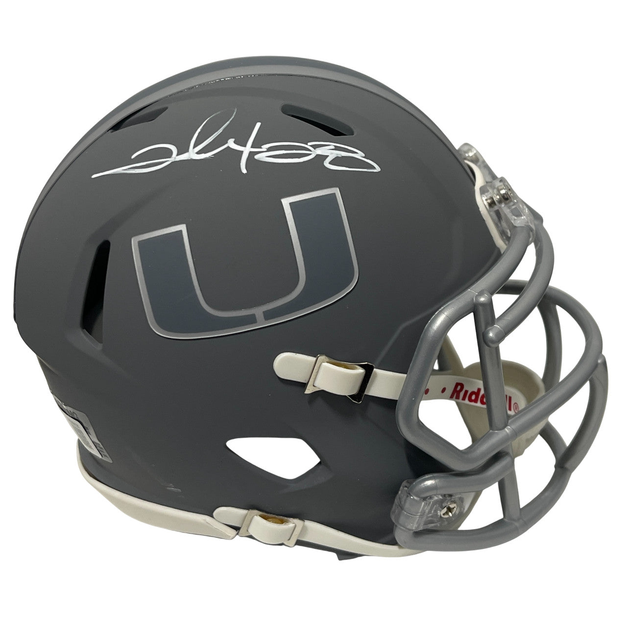Clinton Portis Signed Miami Hurricanes Slate Mini Helmet (Beckett Witnessed)
