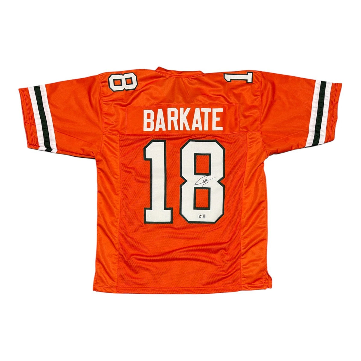 Cooper Barkate Signed Miami Hurricanes Orange Jersey