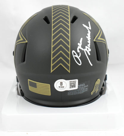 Roger Staubach Signed Dallas Cowboys 2025 Salute to Service Mini Helmet