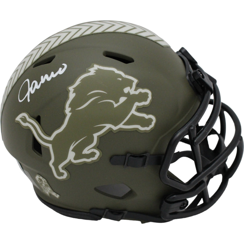 Jameson Williams Detroit Lions Autographed Salute to Service Mini Helmet