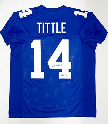 Y.A. Tittle Autographed New York Giants Style Blue Custom Jersey