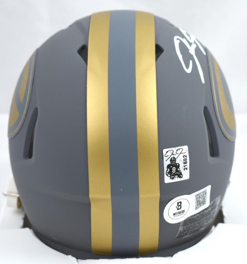 Josh Jacobs Autographed Green Bay Packers Slate Speed Mini Helmet
