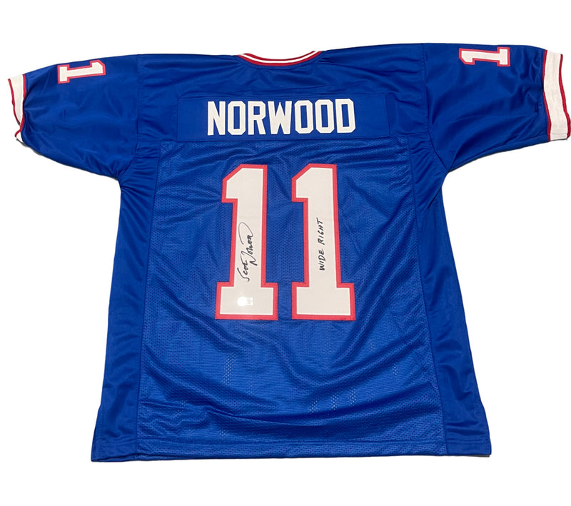 Scott Norwood Signed Buffalo Bills Custom Jersey - Wide Right