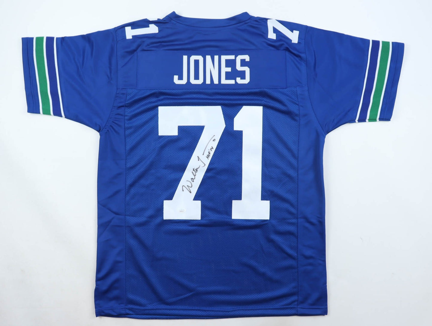 Walter Jones Autographed Seattle Seahawks Blue Custom Jersey