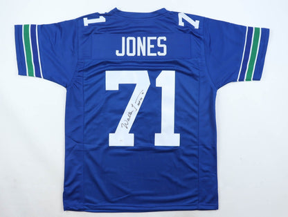 Walter Jones Autographed Seattle Seahawks Blue Custom Jersey