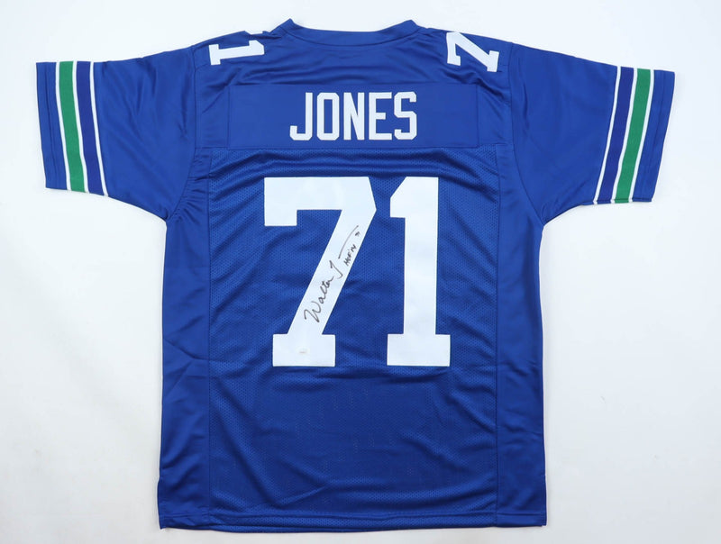 Walter Jones Autographed Seattle Seahawks Blue Custom Jersey