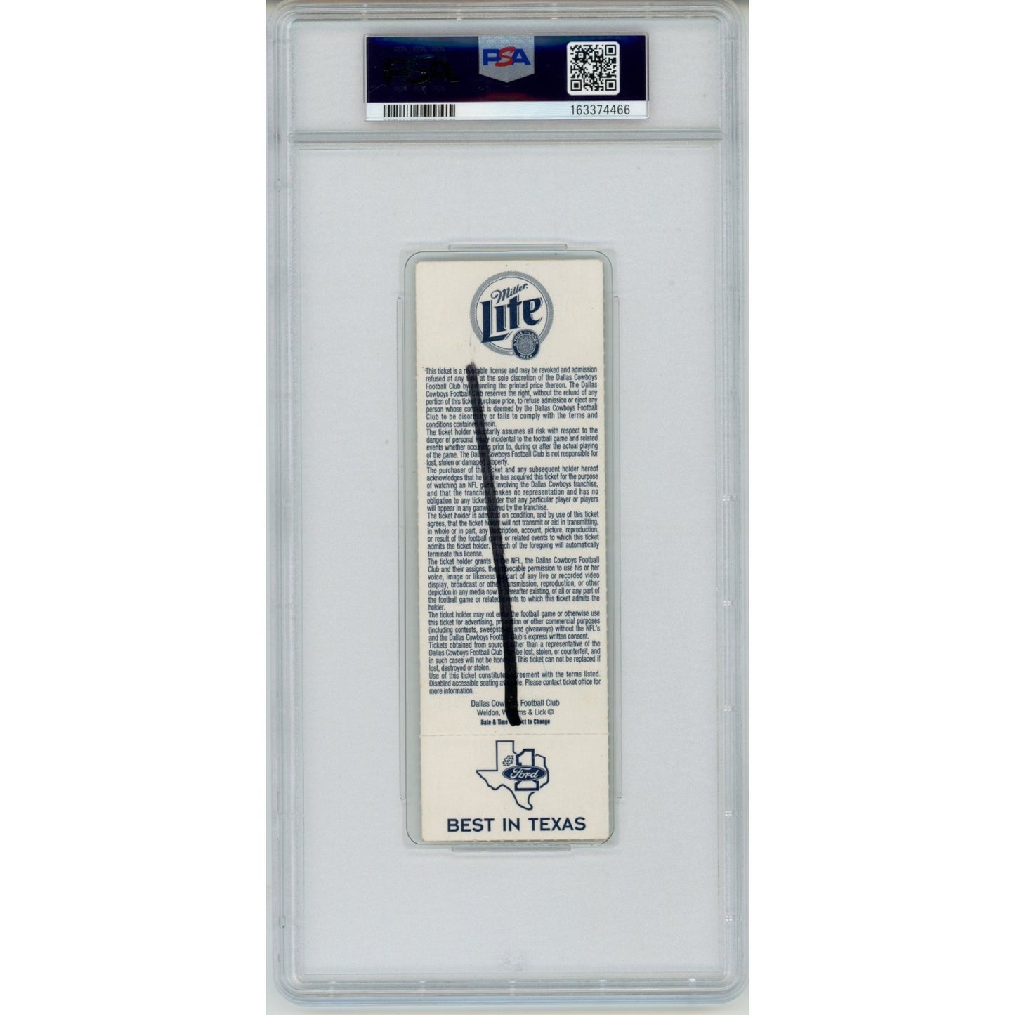 Emmitt Smith Signed Dallas Cowboys All Time Rushing Record Ticket PSA
