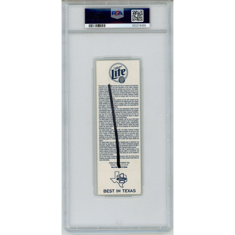 Emmitt Smith Signed Dallas Cowboys All Time Rushing Record Ticket PSA