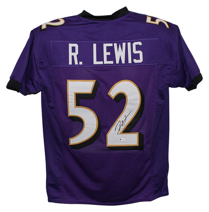 Ray Lewis Baltimore Ravens Autographed Custom Purple Jersey (BAS COA)