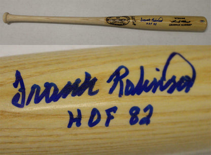 Frank Robinson Signed Baltimore Orioles Louisville Slugger Blonde Bat HOF 82