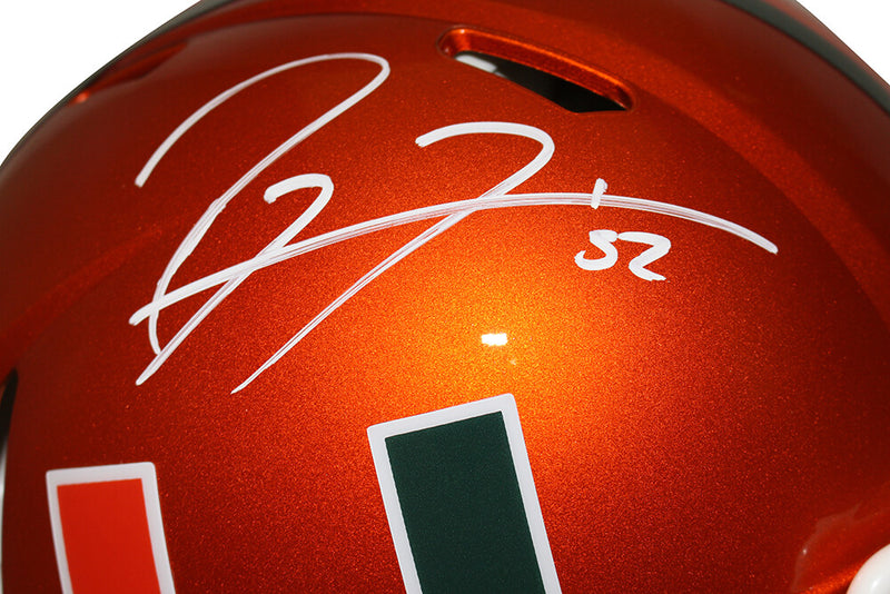 Ray Lewis Signed Miami Hurricanes Authentic Flash Speed Helmet Beckett