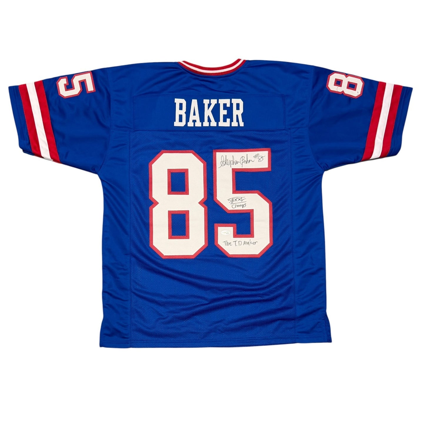 Stephen Baker Signed New York Giants Custom Jersey with 2 Inscriptions (JSA)