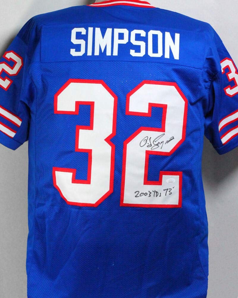 O. J. Simpson Signed Buffalo Bills Blue Custom Jersey