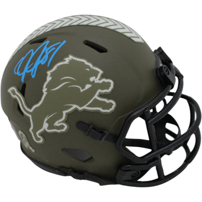 Calvin Johnson Autographed Detroit Lions 2022 Salute to Service Mini Helmet