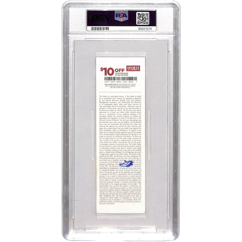 Von Miller Signed Denver Broncos NFL Debut Ticket Stub PSA Slabbed