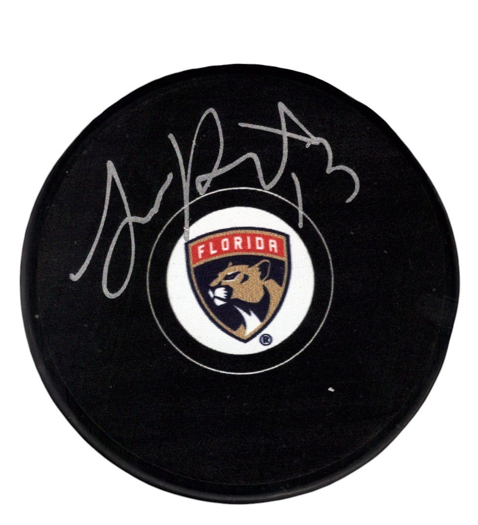 Sam Reinhart Signed Florida Panthers Logo Hockey Puck