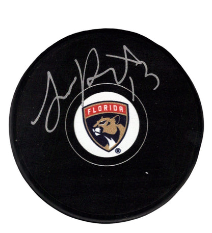 Sam Reinhart Signed Florida Panthers Logo Hockey Puck