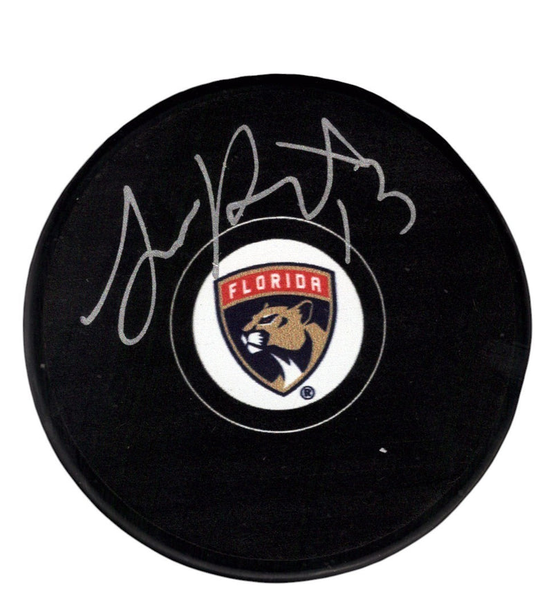 Sam Reinhart Signed Florida Panthers Logo Hockey Puck