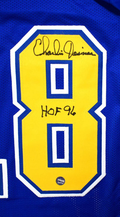 Charlie Joiner Signed Dark Blue Custom Jersey with HOF Inscription