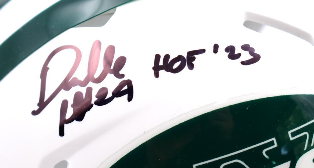 Darrelle Revis Signed New York Jets Mini Helmet - HOF Inscription - Black