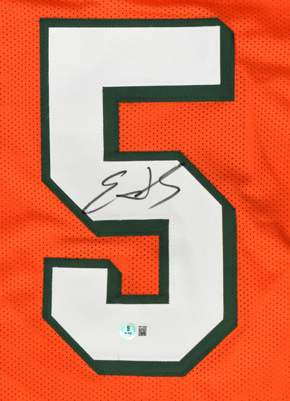 Edgerrin James Signed Miami Hurricanes Custom Orange Jersey